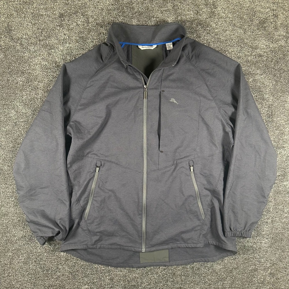 Tommy Bahama Jacket Mens 1XLB IslandZone Gray Full Zip Mock Neck Performance